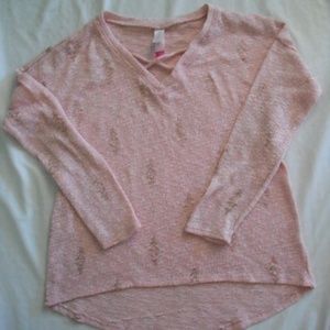 Womens Pink & Gold Criss Cross Sweater Size S